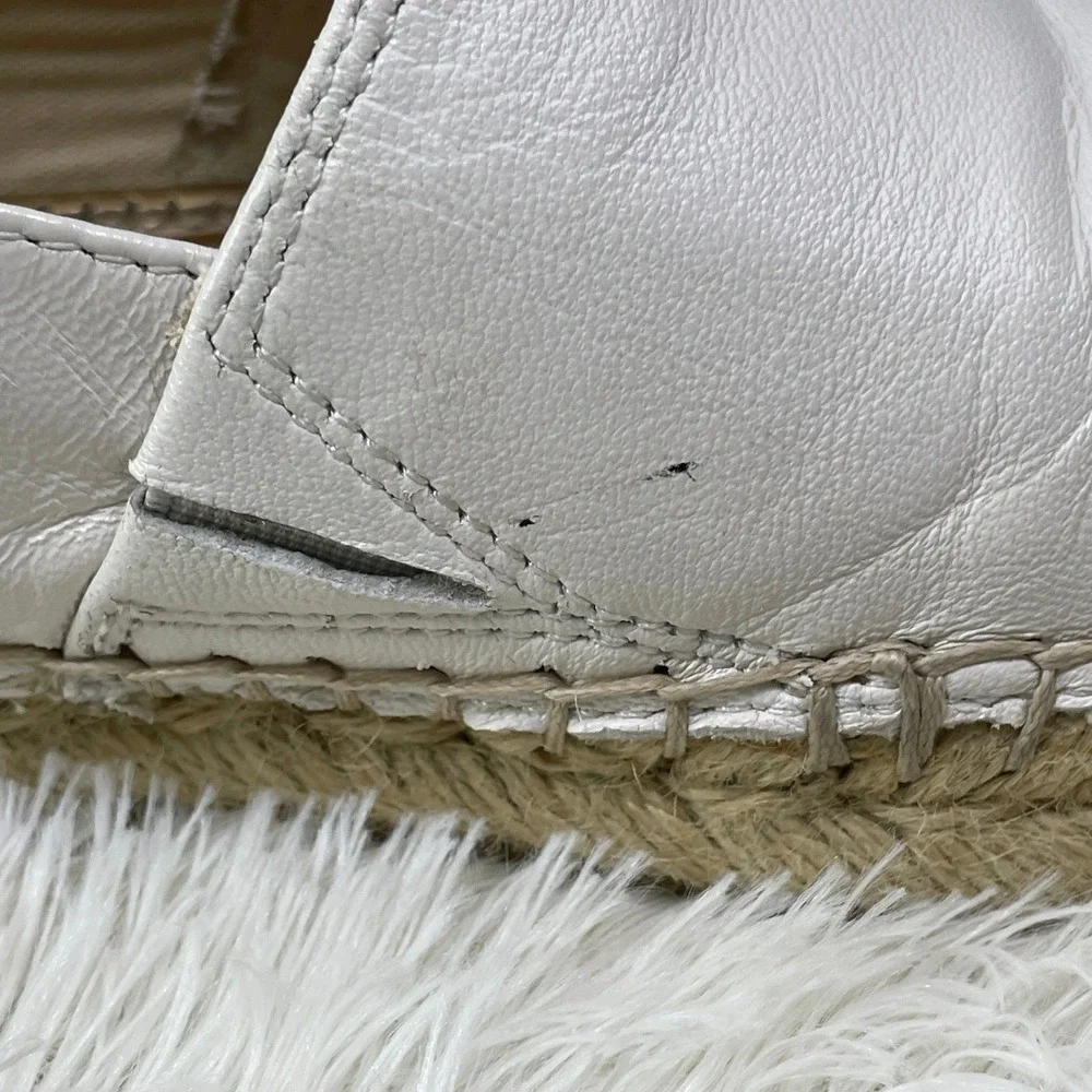 Sam Edelman Krissy Espadrille Women 8 White Black‎ Good Cap Toe Leather Flats